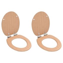 lot de 2 Si&egrave;ges WC MDF couvercle &agrave; fermeture en douceur Bambou