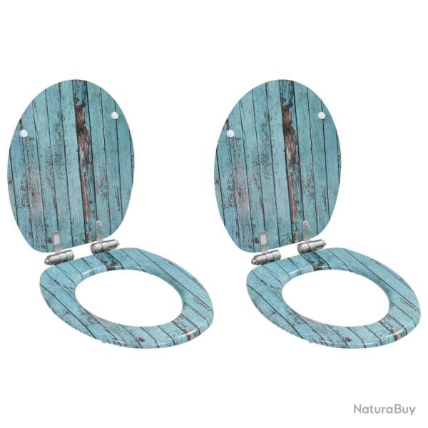 lot de 2 Si�ges WC MDF Couvercle � fermeture douceur Vieux bois alsavelo