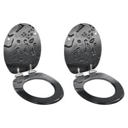 lot de 2 Si&egrave;ge WC MDF Couvercle fermeture douceur Goutte d'eau alsavelo