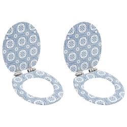 lot de 2 Si&egrave;ges WC MDF Couvercle &agrave; fermeture douceur Porcelaine alsavelo