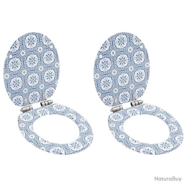 lot de 2 Si�ges WC MDF Couvercle � fermeture douceur Porcelaine alsavelo