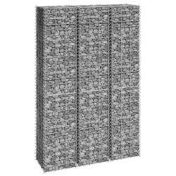 Lits sur&eacute;lev&eacute;s en gabion 3 pcs 30x30x150 cm Fer alsavelo