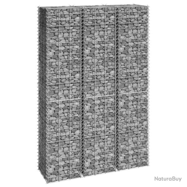 Lits sur�lev�s en gabion 3 pcs 30x30x150 cm Fer alsavelo