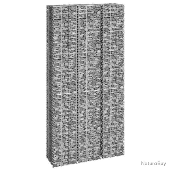 Lits sur�lev�s en gabion 3 pcs 30x30x200 cm Fer alsavelo