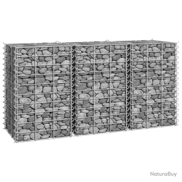 Lits surlevs en gabion 3 pcs 30x30x50 cm Fer alsavelo