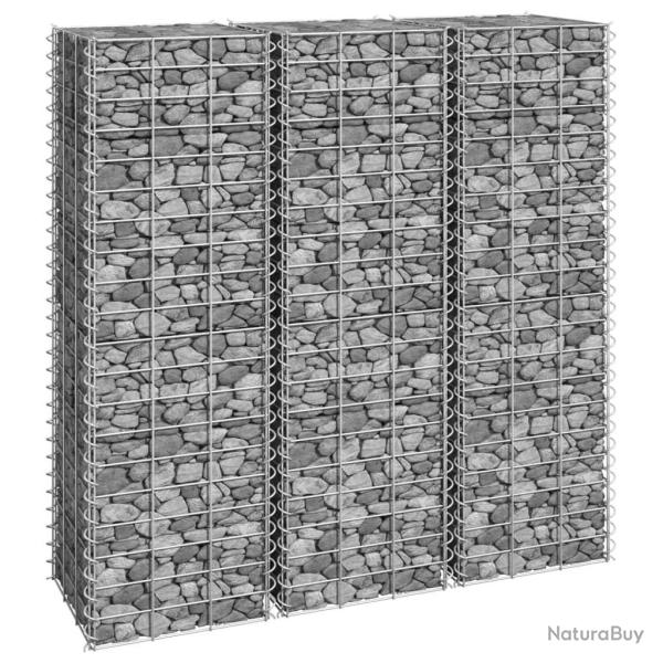 Lits sur�lev�s en gabion 3 pcs 30x30x100 cm Fer