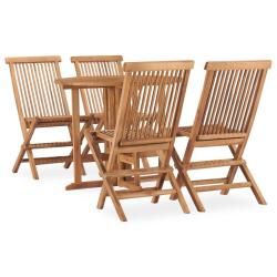 Ensemble &agrave; manger d'ext&eacute;rieur pliable 5 pcs Bois solide de teck alsavelo
