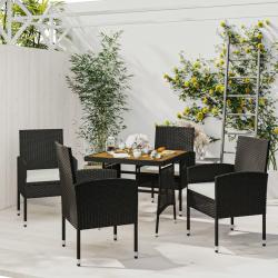 Ensemble &agrave; manger d'ext&eacute;rieur 5 pcs R&eacute;sine tress&eacute;e Noir