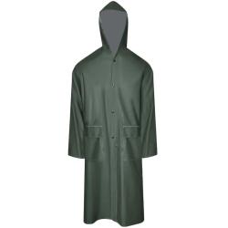 Manteau de pluie long imperm&eacute;able r&eacute;sistant &agrave; capuche vert L
