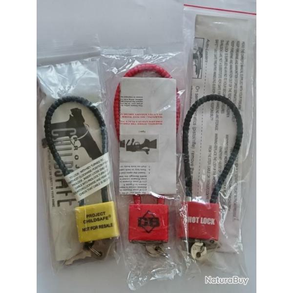 LOT DE 3 VERROUS DE PONTET 2 ROUGES + 1 JAUNE