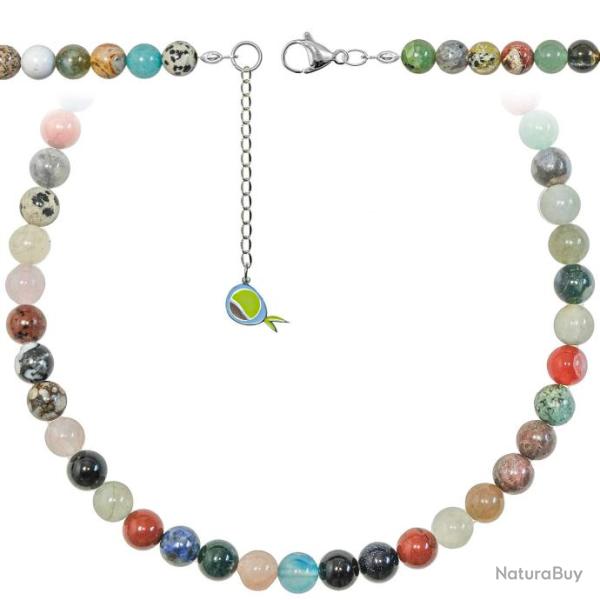 Collier en pierres du monde - Perles rondes 8 mm - 70 cm