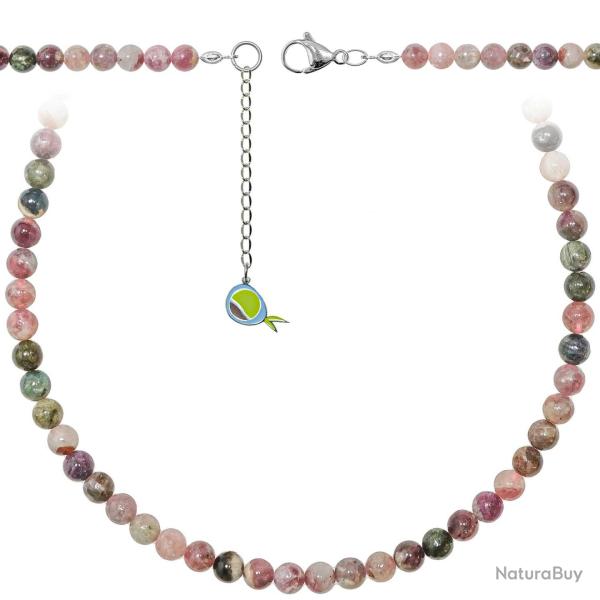 Collier en tourmaline multicolore - Perles rondes 6 mm - 60 cm
