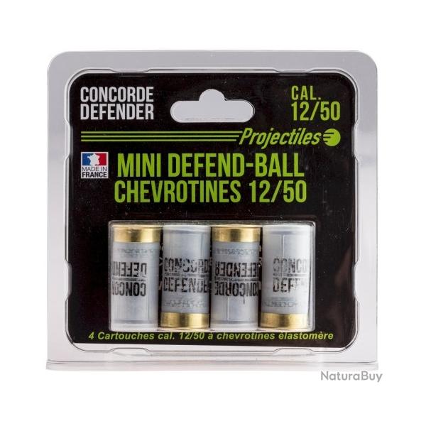 Cartouches CONCORDE DEFENDER cal.12/50 mini d�fend-ball chevrotine �lastom�re par 4