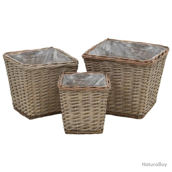 Lits sur�lev�s 3 pcs Osier avec doublure en PE