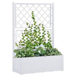 Lit sur&eacute;lev&eacute; de jardin et treillis et syst&egrave;me d'arrosage Blanc