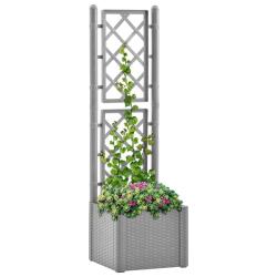 Lit sur&eacute;lev&eacute; de jardin et treillis et syst&egrave;me d'arrosage Gris