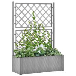 Lit sur&eacute;lev&eacute; de jardin et treillis et syst&egrave;me d'arrosage Gris