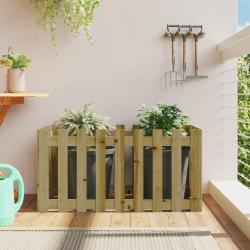 Lit sur&eacute;lev&eacute; de jardin design de cl&ocirc;ture bois de pin impr&eacute;gn&eacute;