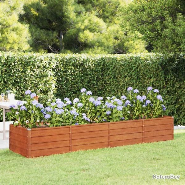 Lit sur�lev� de jardin rouill� 320x80x45 cm acier corten