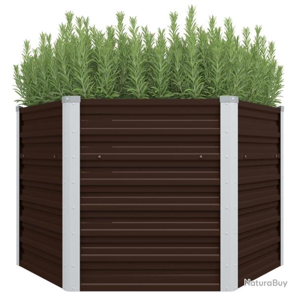 Lit sur�lev� de jardin Marron 129x129x77 cm Acier galvanis�