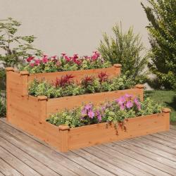 Lit sur&eacute;lev&eacute; de jardin marron 120x120x56cm bois massif de sapin