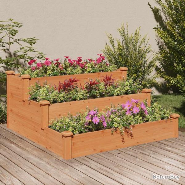 Lit sur�lev� de jardin marron 120x120x56cm bois massif de sapin