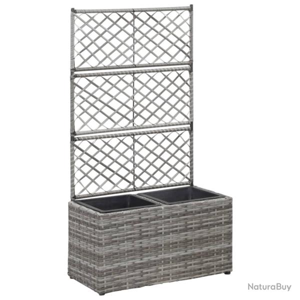 Lit sur�lev� en treillis 2 pots 58x30x107cm R�sine tress�e Gris alsavelo