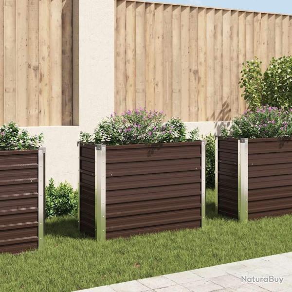 Lit sur�lev� de jardin Marron 100x40x77 cm Acier galvanis�