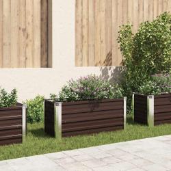 Lit sur&eacute;lev&eacute; de jardin Marron 100x40x45 cm Acier galvanis&eacute;