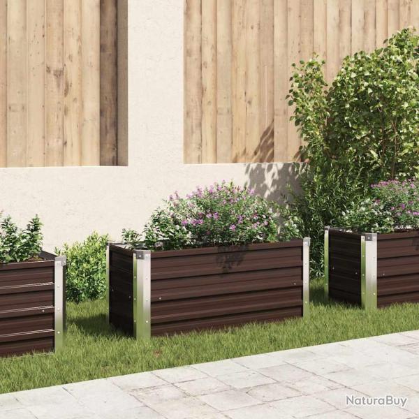 Lit sur�lev� de jardin Marron 100x40x45 cm Acier galvanis�