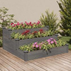 Lit sur&eacute;lev&eacute; de jardin gris 120x120x56 cm bois massif de sapin