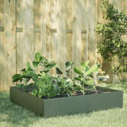 Lit sur&eacute;lev&eacute; de jardin vert olive 100x100x33,5 cm acier