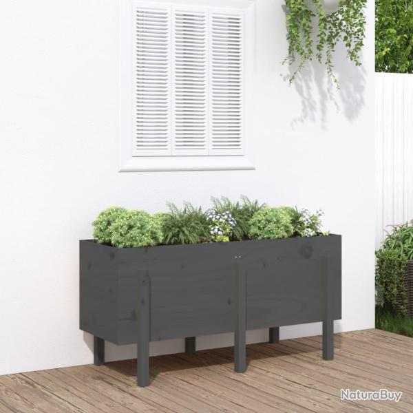Lit sur�lev� de jardin gris 121x50x57 cm bois de pin massif alsavelo