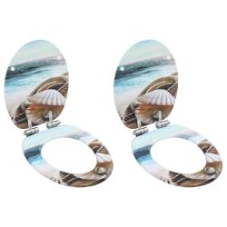 lot de 2 Si&egrave;ges WC MDF couvercle fermeture en douceur Coquille alsavelo