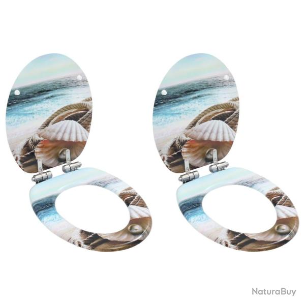 lot de 2 Si�ges WC MDF couvercle fermeture en douceur Coquille alsavelo