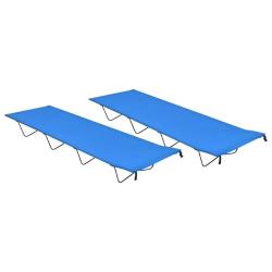 Lits de camping 2 pcs 180x60x19 cm Tissu Oxford et acier Bleu alsavelo