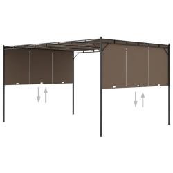 Belv&eacute;d&egrave;re de jardin avec rideau lat&eacute;ral 4x3x2,25 m Taupe