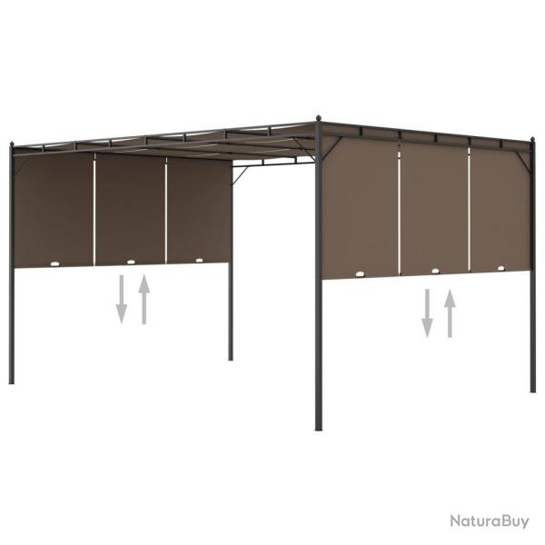 Belv�d�re de jardin avec rideau lat�ral 4x3x2,25 m Taupe