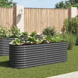 Lit sur&eacute;lev&eacute; de jardin 240x80x81 cm Acier galvanis&eacute; Gris