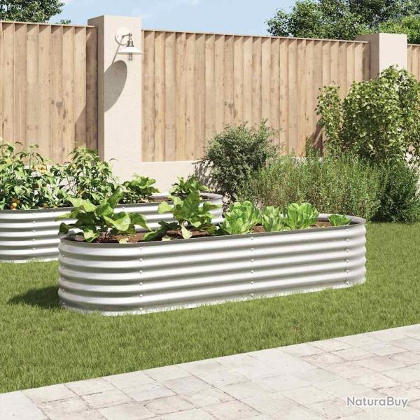 Lit sur�lev� de jardin 240x80x44 cm Acier galvanis� Argent�