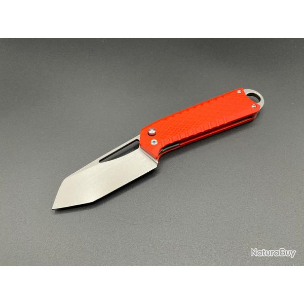 Couteau Ketuo Ventr Orange Lame Tanto Acier 14C28N Manche G10 Button/Linerlock KETM017