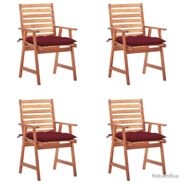Chaises � manger d'ext�rieur lot de 4 et coussins Acacia massif