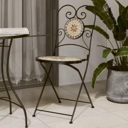 Chaises de bistro pliables lot de 2 terre cuite blanc c&eacute;ramique