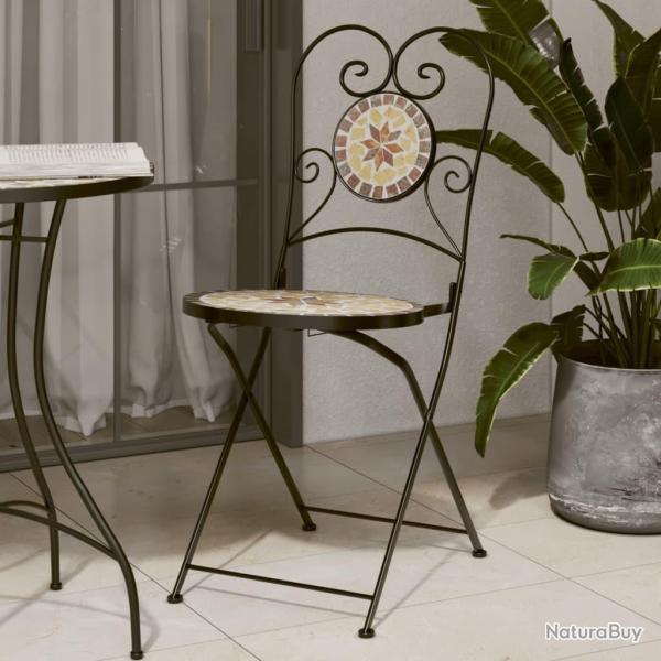 Chaises de bistro pliables lot de 2 terre cuite blanc c�ramique