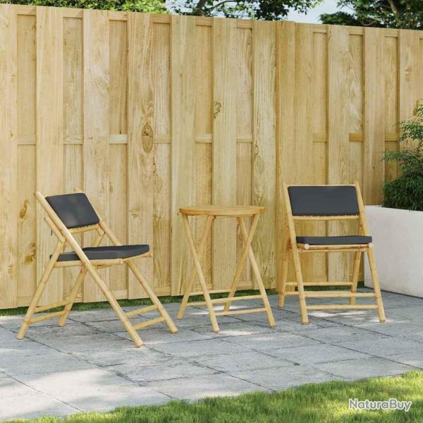 Chaises de bistro pliantes lot de 2 coussins gris fonc� bambou