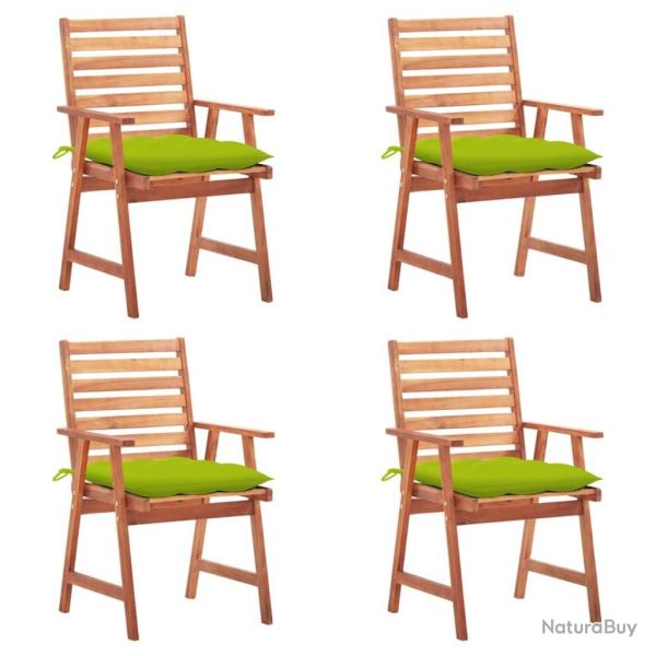 Chaises  manger d'extrieur lot de 4 et coussins Acacia massif alsavelo