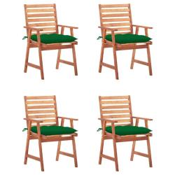 Chaises &agrave; manger d'ext&eacute;rieur lot de 4 et coussins Acacia massif