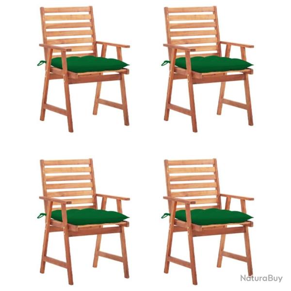 Chaises � manger d'ext�rieur lot de 4 et coussins Acacia massif