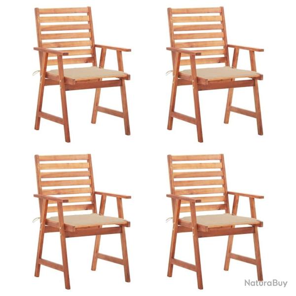 Chaises � manger d'ext�rieur lot de 4 et coussins Acacia massif