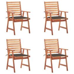 Chaises &agrave; manger d'ext&eacute;rieur lot de 4 et coussins Acacia massif